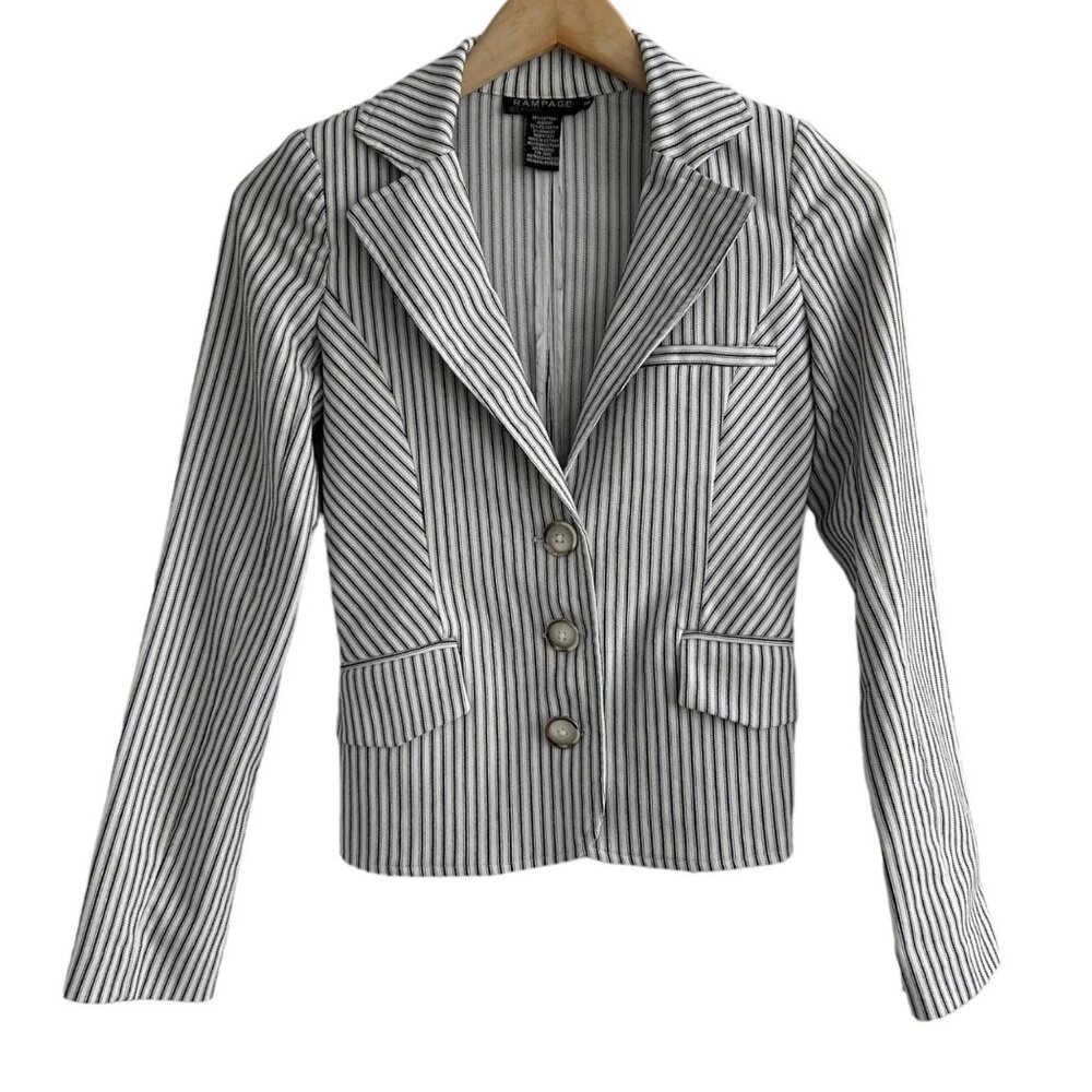 Rampage Y2K Preppy Long Sleeve Pinstripe Fitted Blazer Jacket (Small) - Picture 7 of 16